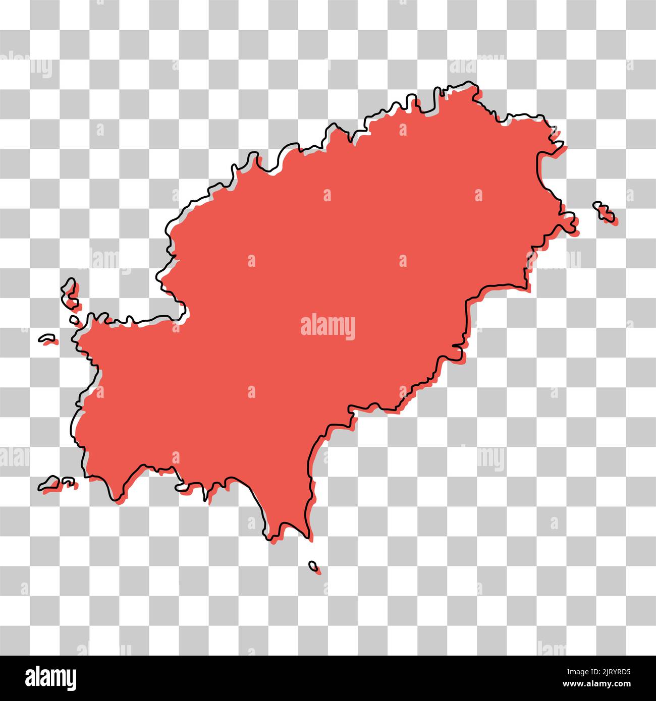 Ibiza alto dettaglio mappa isola, spagna regione segno piatto, web design vettore illustrazione . Illustrazione Vettoriale