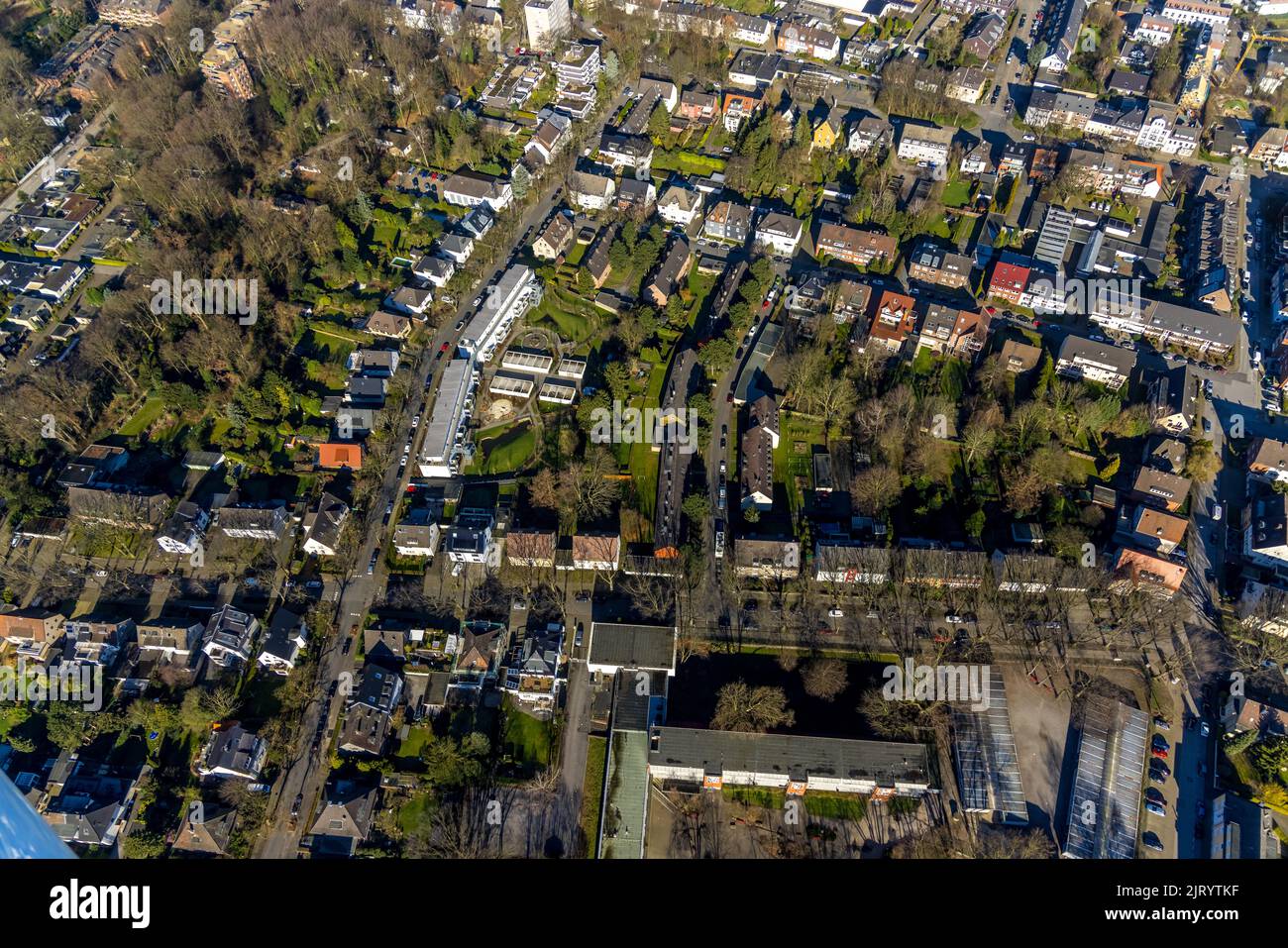 Veduta aerea, nuovo complesso residenziale multifamiliare Diesingweg e tenuta residenziale tra Albertstraße e Nollenpad nel quartiere Buer a Gelsenkirch Foto Stock