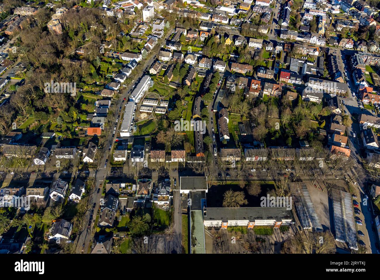 Veduta aerea, nuovo complesso residenziale multifamiliare Diesingweg e tenuta residenziale tra Albertstraße e Nollenpad nel quartiere Buer a Gelsenkirch Foto Stock