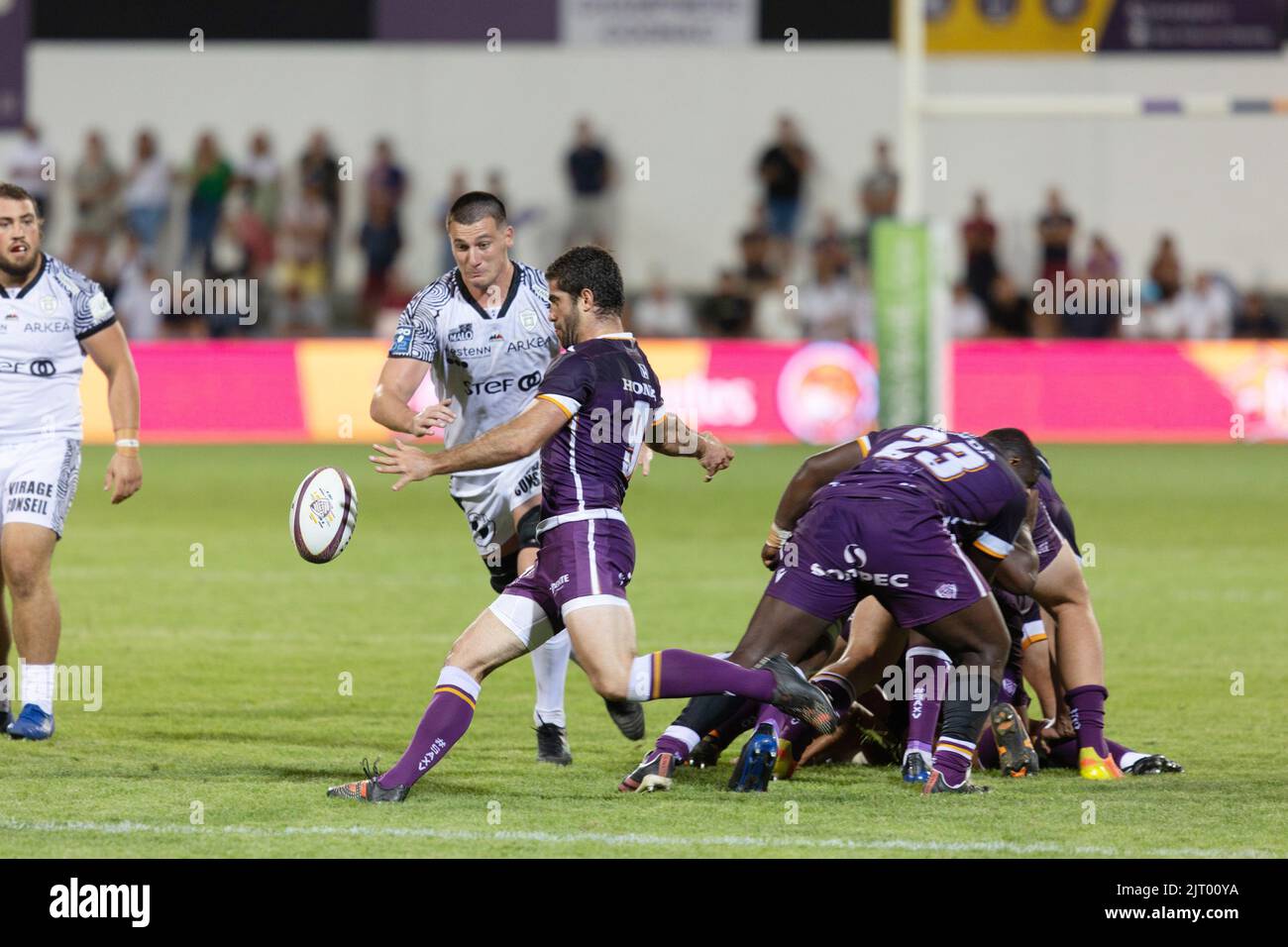 Angouleme, Francia. 26th ago, 2022. Emmanuel Saubusse di Angouleme durante il campionato francese Pro D2 rugby incontro di Unione tra Soyaux-Angouleme XV e RC Vannes il 26 agosto 2022 allo stadio Chanzy di Angouleme, Francia - Foto Damien Kilani / DK Prod / DPI Credit: DPPI Media/Alamy Live News Foto Stock