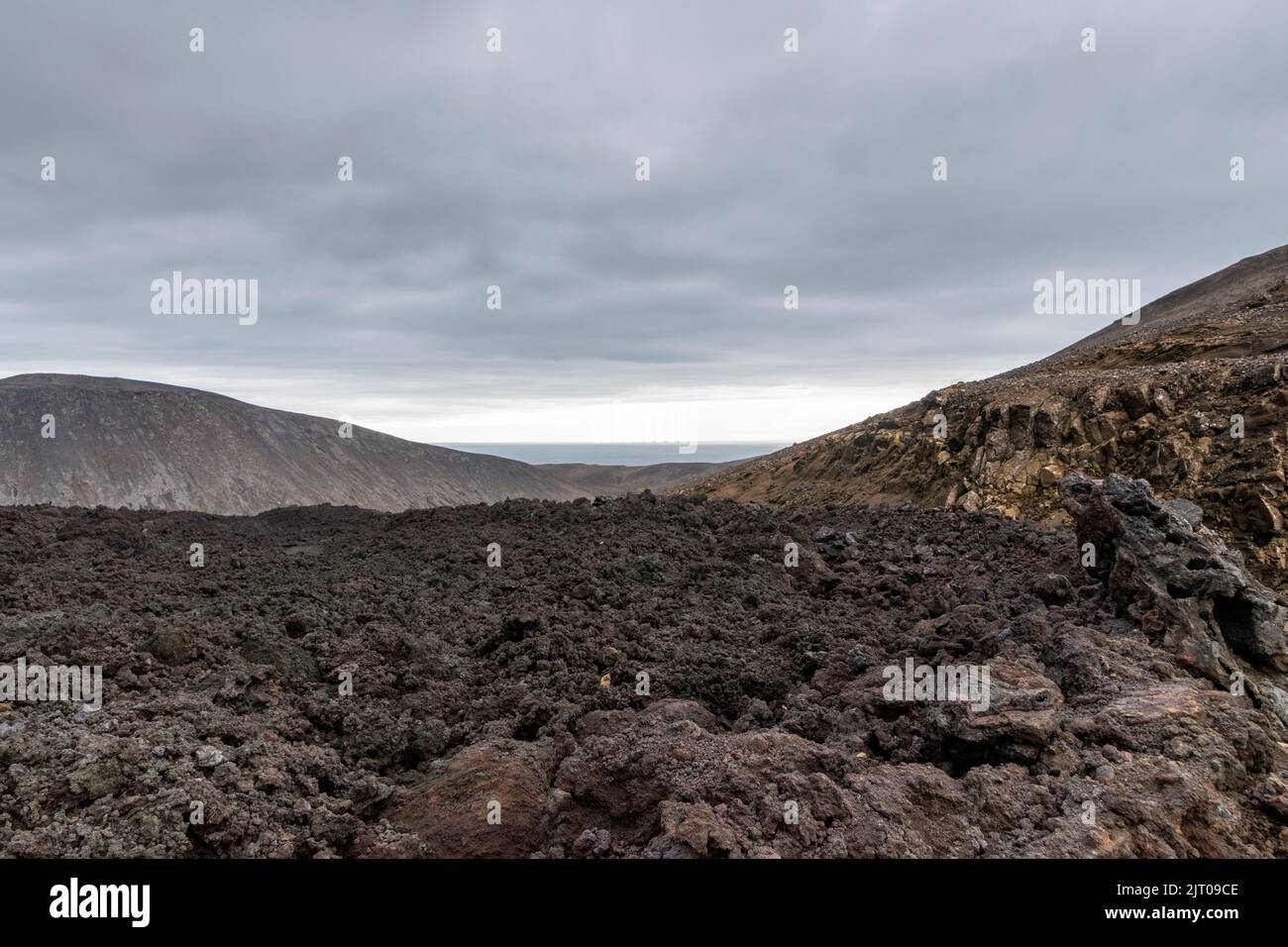 Fagradalfjall Lava Field vicino a Grindavik, Penisola di Reykjanes, Islanda Foto Stock