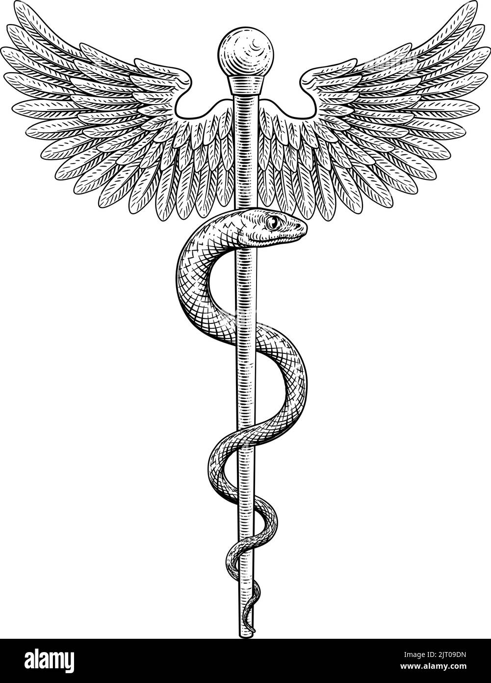 Rod of Asclepius simbolo del serpente medico d'epoca Illustrazione Vettoriale