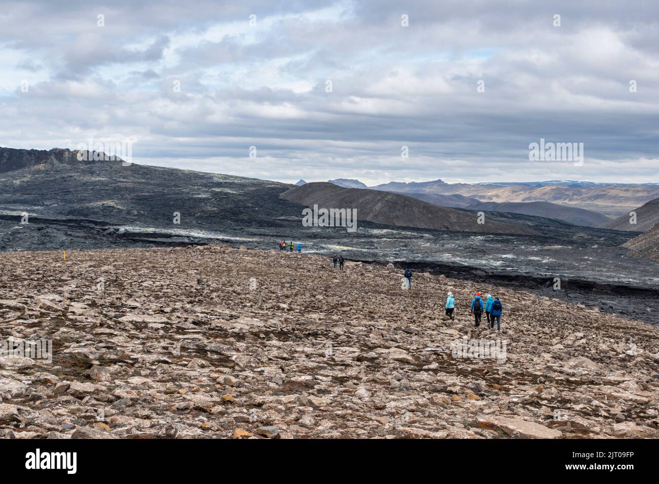 Fagradalfjall Lava Field vicino a Grindavik, Penisola di Reykjanes, Islanda Foto Stock