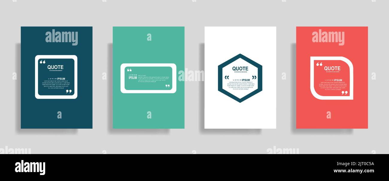 Un colorato set di modelli per la creazione della casella vocale del preventivo e testo del preventivo in parentesi quadre Illustrazione Vettoriale