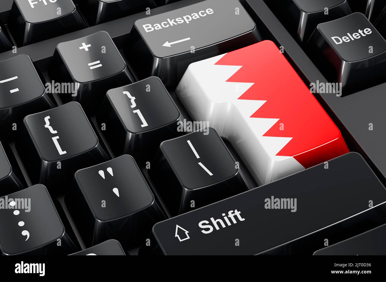 Bandiera Bahraini dipinta sulla tastiera del computer. Business online, istruzione in Bahrain concetto. Rendering 3D Foto Stock