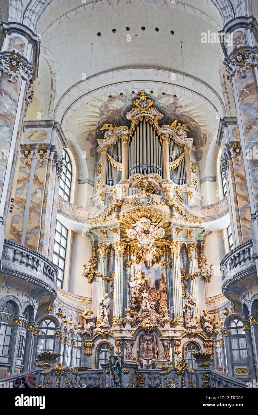 Dresda: Frauenkirche (Sachsen, Germania) Foto Stock