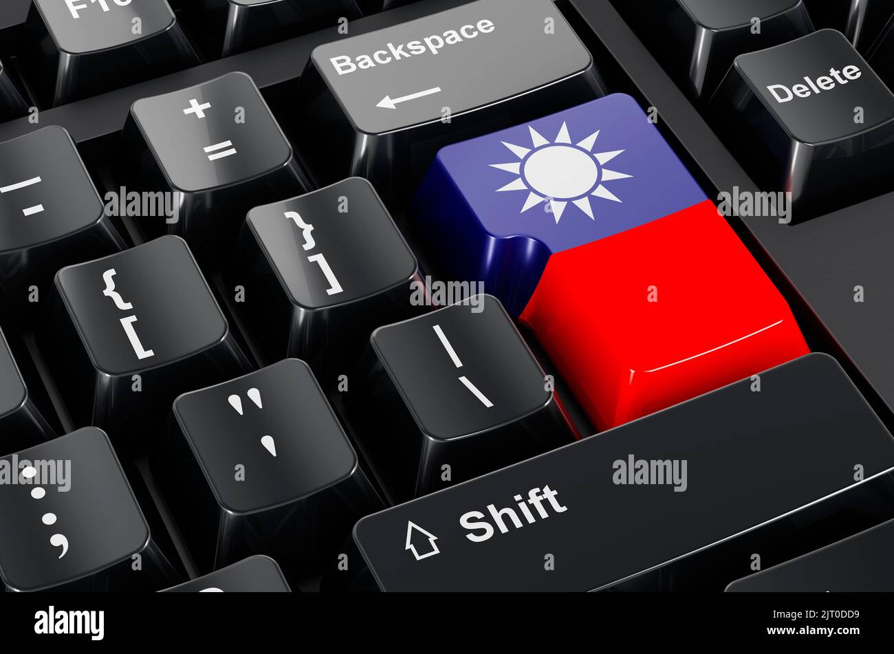 Bandiera taiwanese dipinta sulla tastiera del computer. Commercio in linea, l'istruzione nel concetto di Taiwan. Rendering 3D Foto Stock