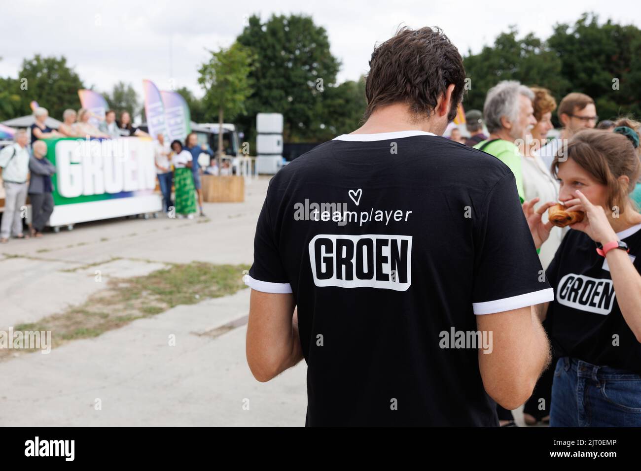 L'immagine mostra un momento di stampa durante la manifestazione 'Zomerweek-end' (fine settimana estivo) del partito ecologo olandese Groen, sabato 27 agosto 2022 a Gent. I nuovi co-presidenti esorteranno le loro idee nel moniker "Refresh - Groen Bekent Kleur". BELGA FOTO KURT DESPLENTER Foto Stock L'immagine mostra un momento di stampa durante la manifestazione 'Zomerweek-end' (fine settimana estivo) del partito ecologo olandese Groen, sabato 27 agosto 2022 a Gent. I nuovi co-presidenti esorteranno le loro idee nel moniker "Refresh - Groen Bekent Kleur". BELGA FOTO KURT DESPLENTER Foto Stock