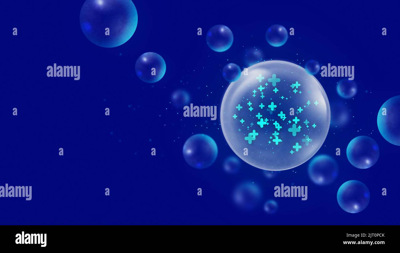 Sfondo astratto blu con 3D forme sferiche. Spazio di copia Foto Stock