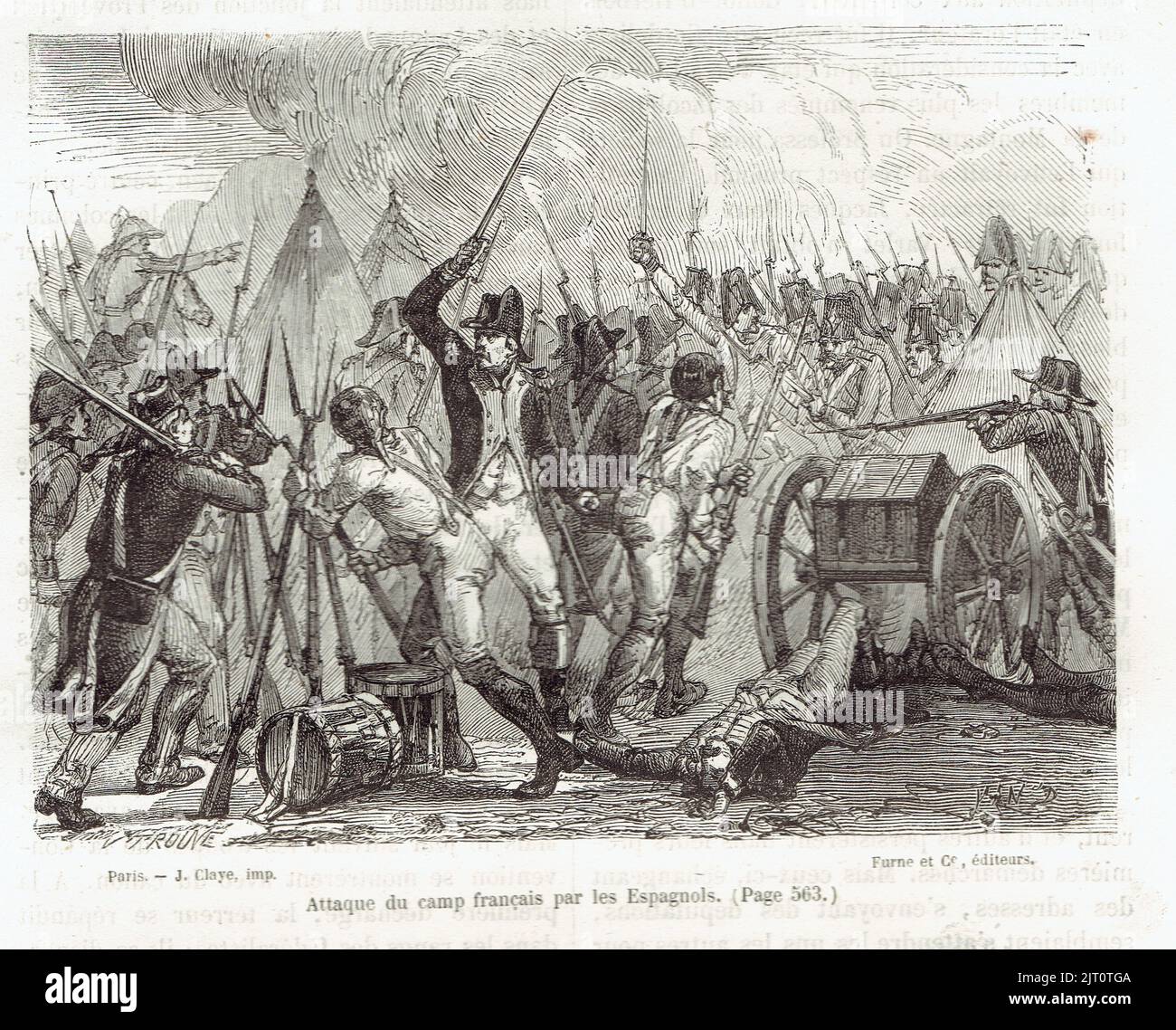 attaque d'un camping francais par les espagnols 1793 - 1794 Foto Stock