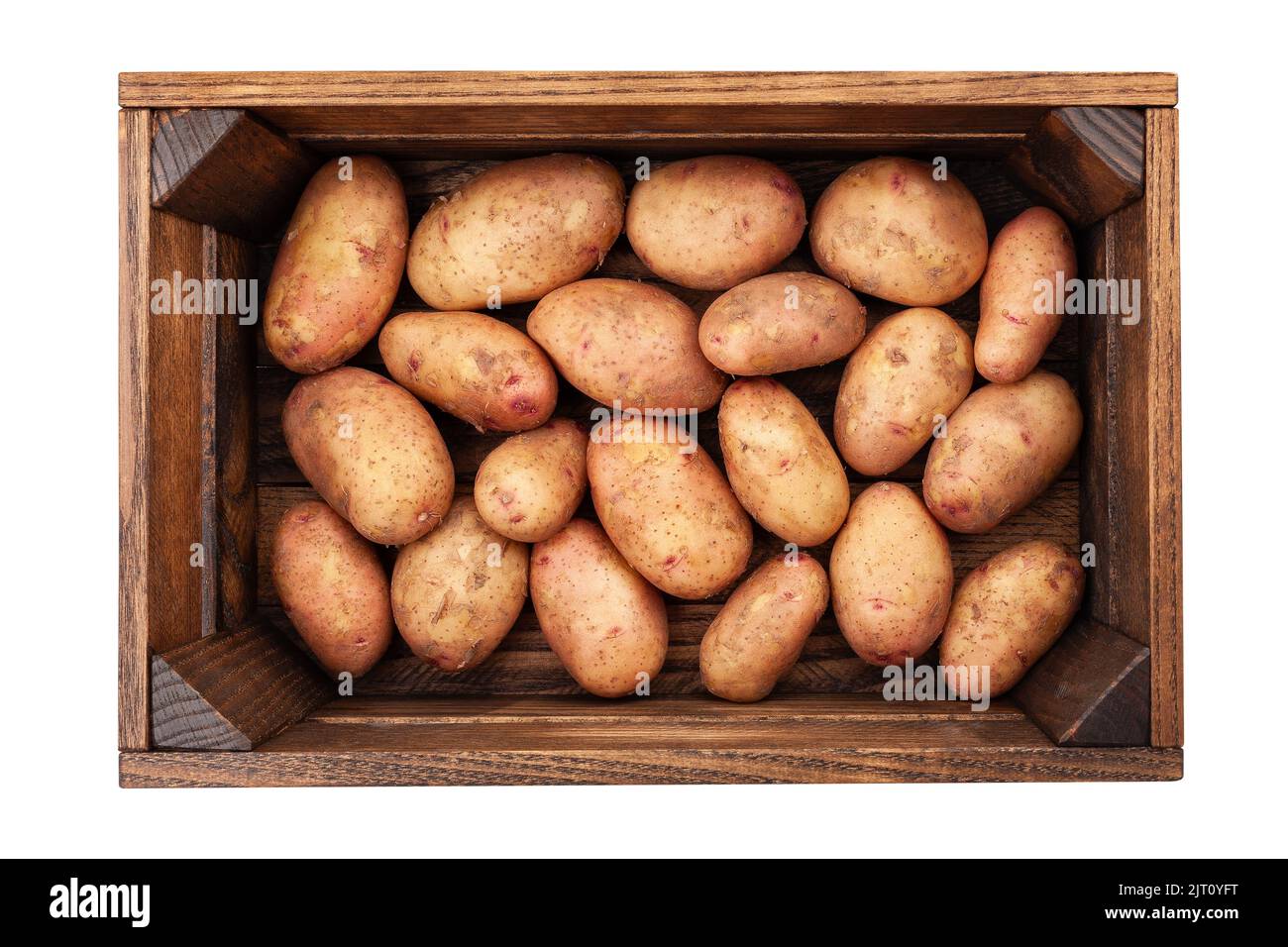 patata in una scatola percorso isolato su bianco Foto Stock