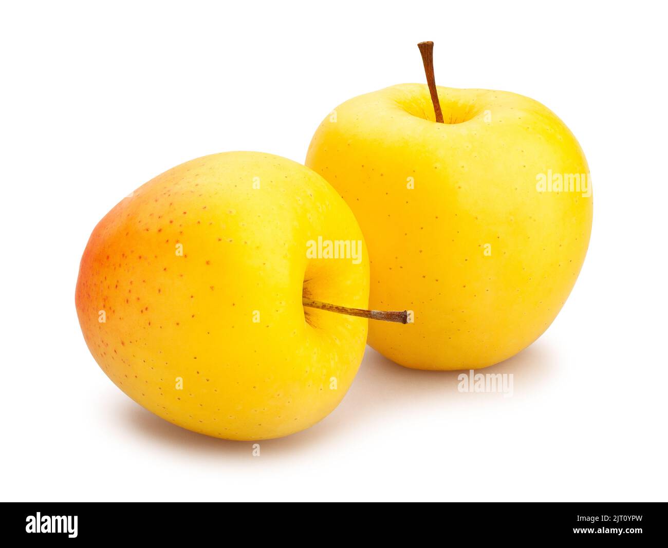 percorso di mela giallo isolato su bianco Foto Stock