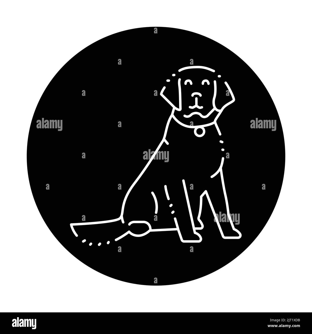 Icona della linea di colore per adulti seduta in Golden Retriever. Pittogramma per pagina web, app mobile, promo. Illustrazione Vettoriale