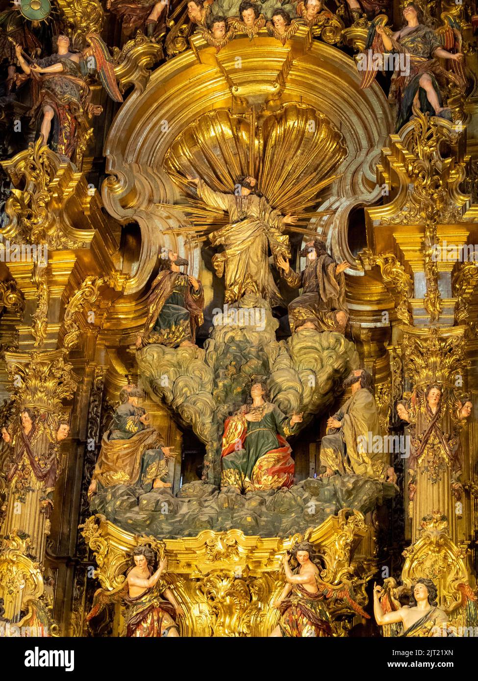 La Trasfigurazione di Gesù, il centro dell'alta pala dell'Iglesia Colegial del Divino Salvador, Siviglia Foto Stock