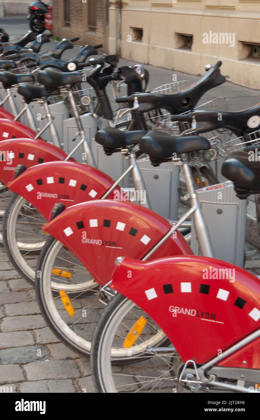 Noleggio biciclette, Lione, Rodano, Rodano-Alpi, Francia Foto Stock