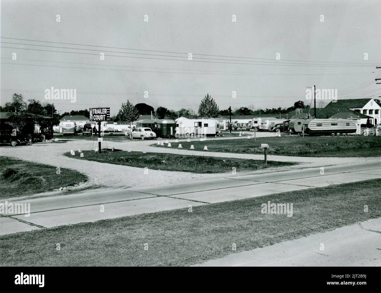 Campo da rimorchio vicino a Baton Rouge, Louisiana 1951 tagliato. Foto Stock