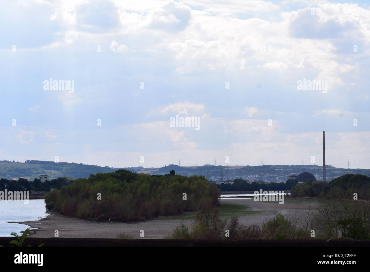 Dought del Reno all'isola di Urmitzer Werth Foto Stock
