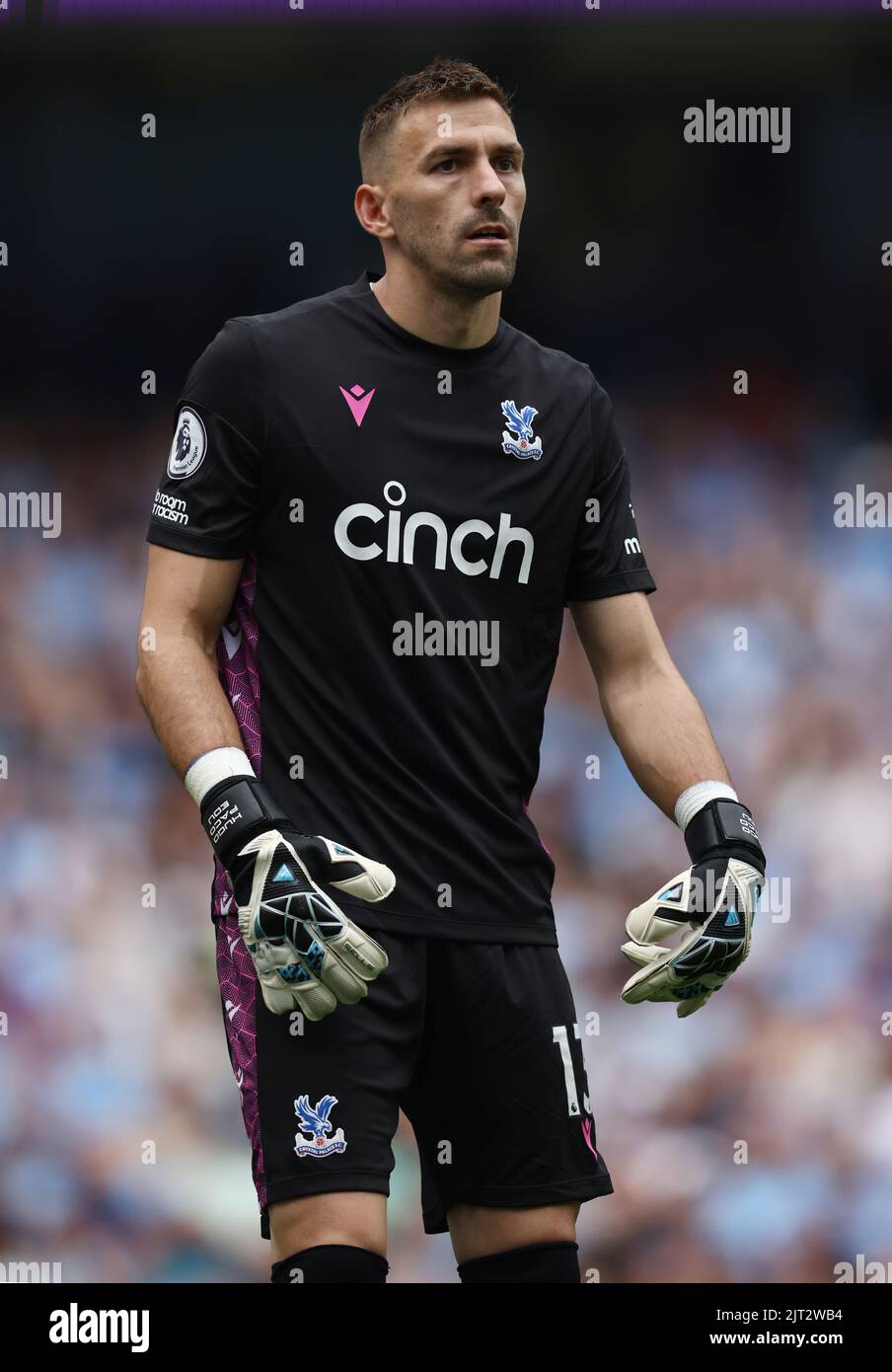 Manchester, Inghilterra, 27th agosto 2022. Vicente Guaita del Crystal Palace durante la partita della Premier League all'Etihad Stadium, Manchester. L'immagine di credito dovrebbe essere: Darren Staples / Sportimage Foto Stock