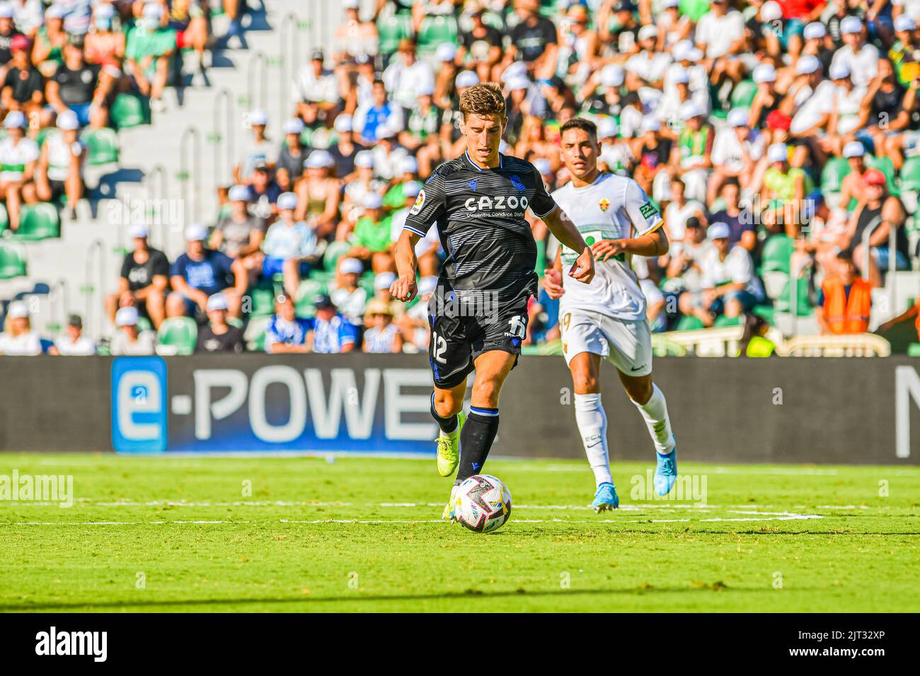 ELCHE, SPAGNA - 27 AGOSTO: Aihen Muñoz di Real Sociedad durante la partita tra Elche CF e Real Sociedad de Futbol di la Liga Santander il 27 agosto 2022 a Martínez Valero di Elche, Spagna. (Foto di Samuel Carreño/ PX Images) Foto Stock