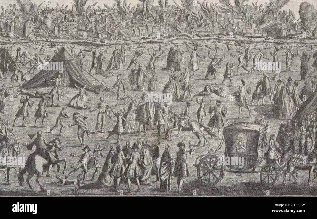 Tremblement de Terre de Lisbonne, en 1755. Foto Stock