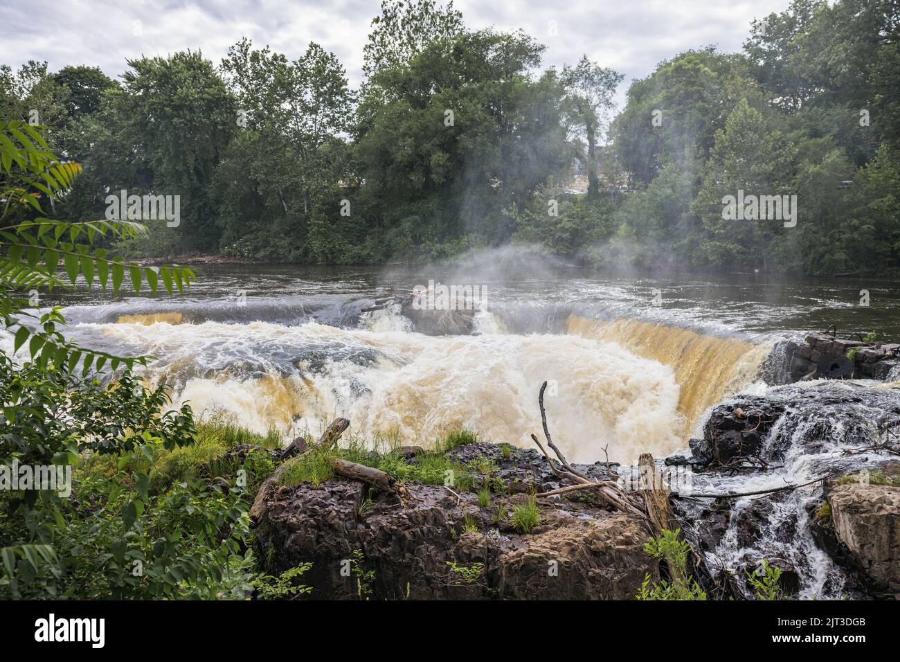 Uno splendido paesaggio delle grandi cascate del fiume Passaic a Paterson, New Jersey Foto Stock