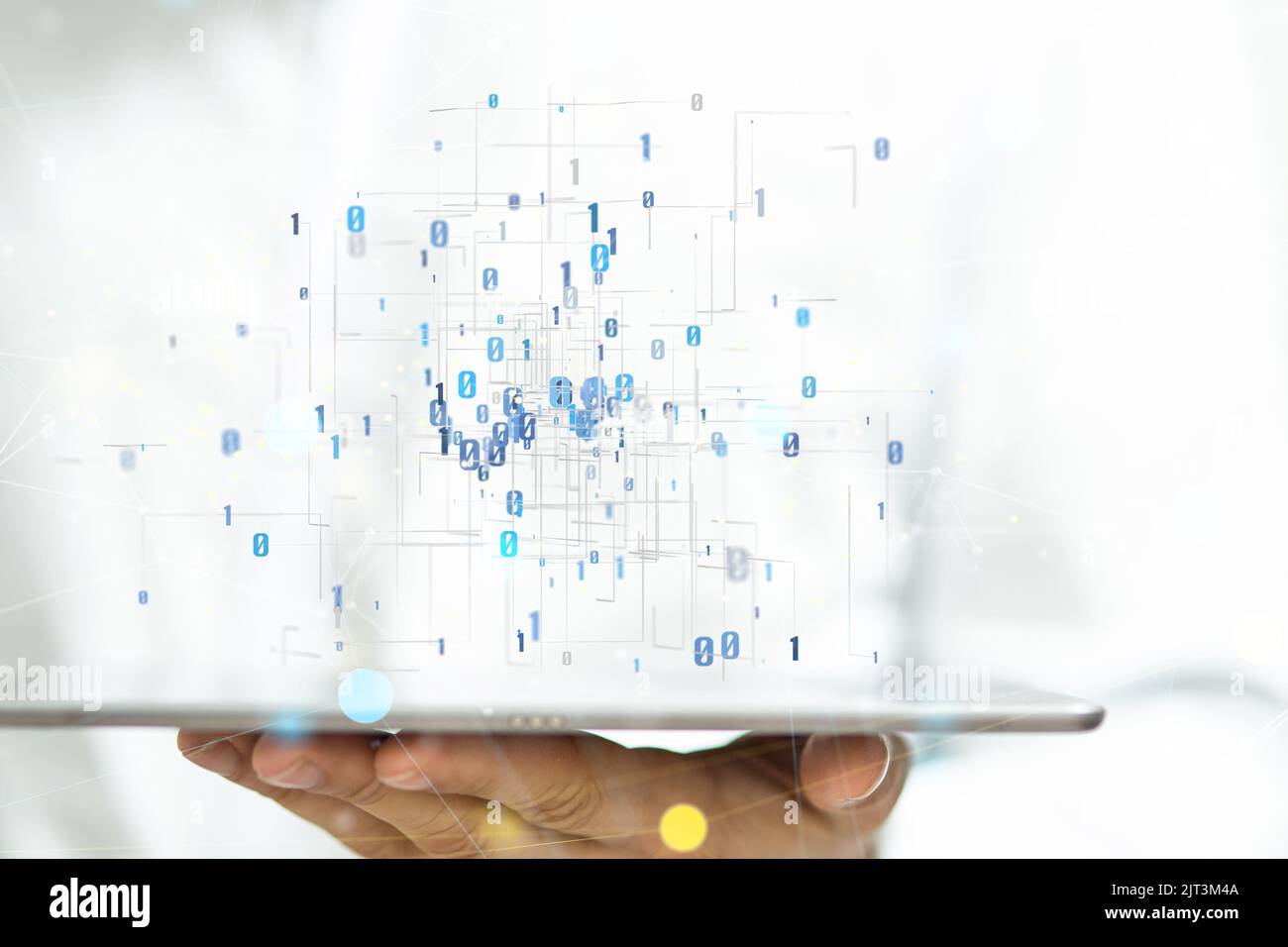 Un concetto di tecnologia digitale Big data su un tablet in mano, rendering 3D Foto Stock