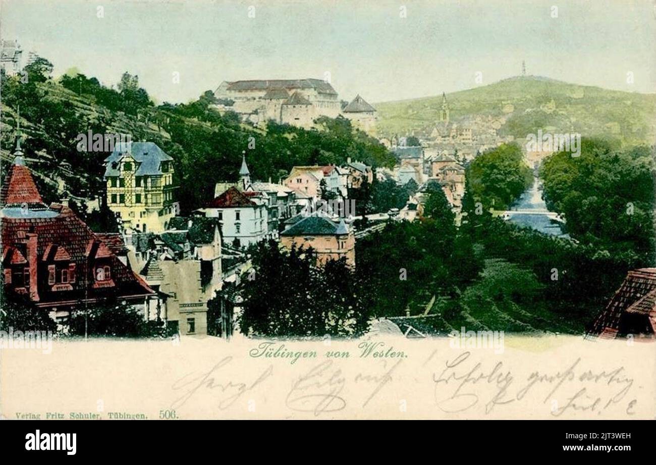 Tübingen von Westen (AK 506 F Schuler vor 1905). Foto Stock