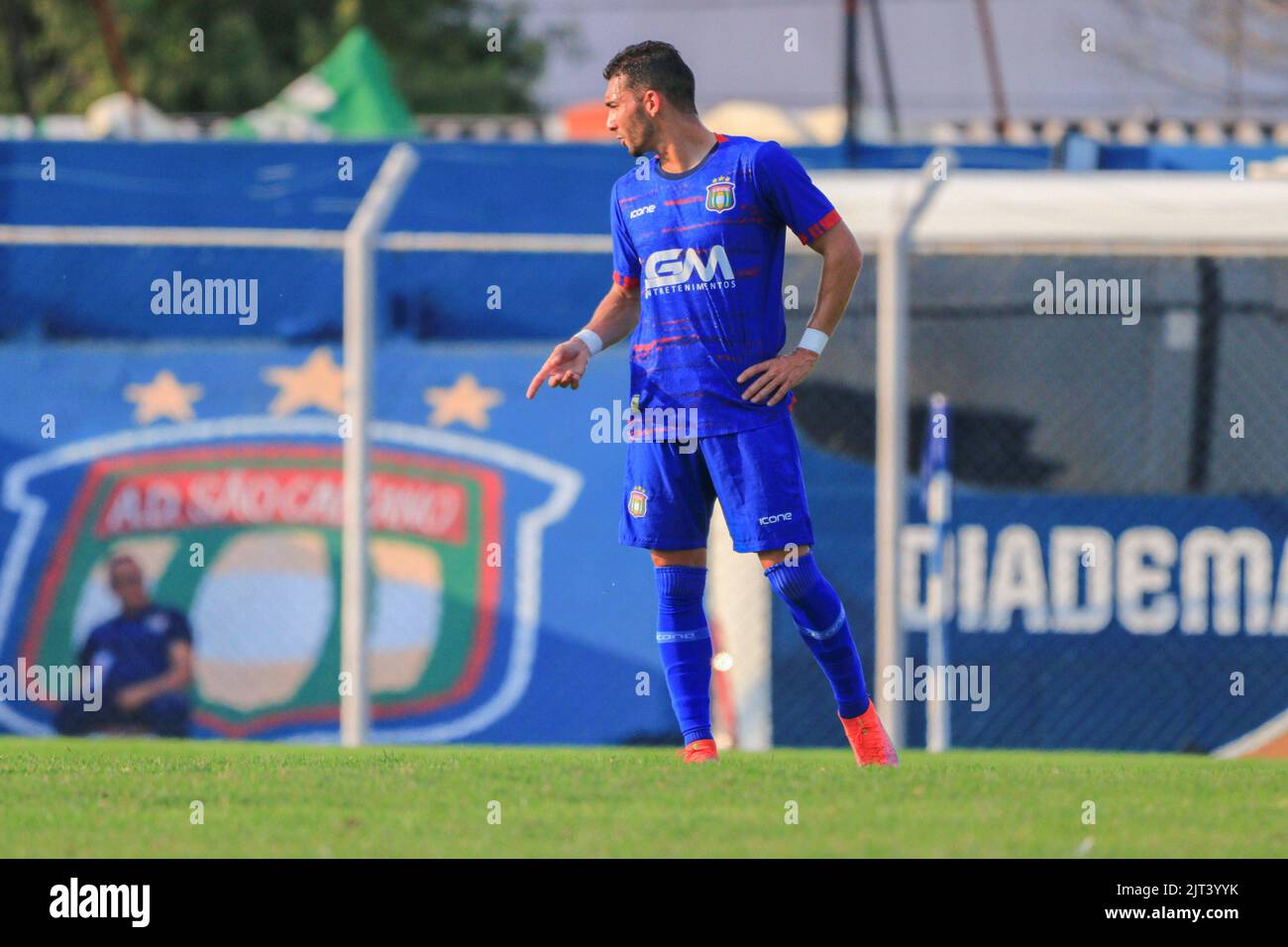 São CAETANO DO SUL, SP - 27.08.2022: São CAETANO X Água SANTA - Un giocatore di São Caetano Anderson è entrato nel 2nd° tempo ed è stato un momento culminante della squadra in gara nonostante la sconfitta 2-1 di Água Santa, in una partita valida per la Copa Paulista 2022, Allo Stadio Anacleto Campanella, situato a São Caetano do sul. Sabato (27). (Foto: Bruno Amaral/Fotoarena) Foto Stock