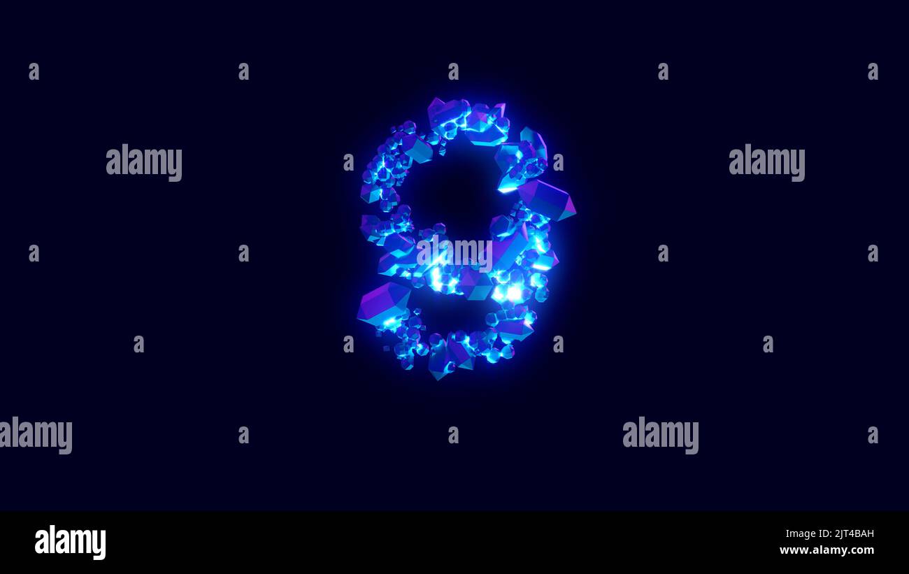 Brillanti magici o cristalli di ghiaccio - numero 9, alfabeto creativo, isolato - illustrazione oggetto 3D Foto Stock