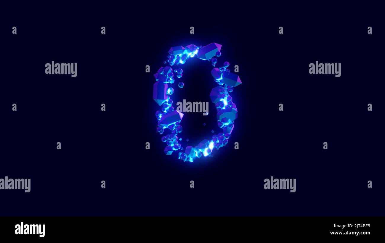 Brillanti magici o cristalli di ghiaccio - numero 0, alfabeto creativo, isolato - illustrazione oggetto 3D Foto Stock