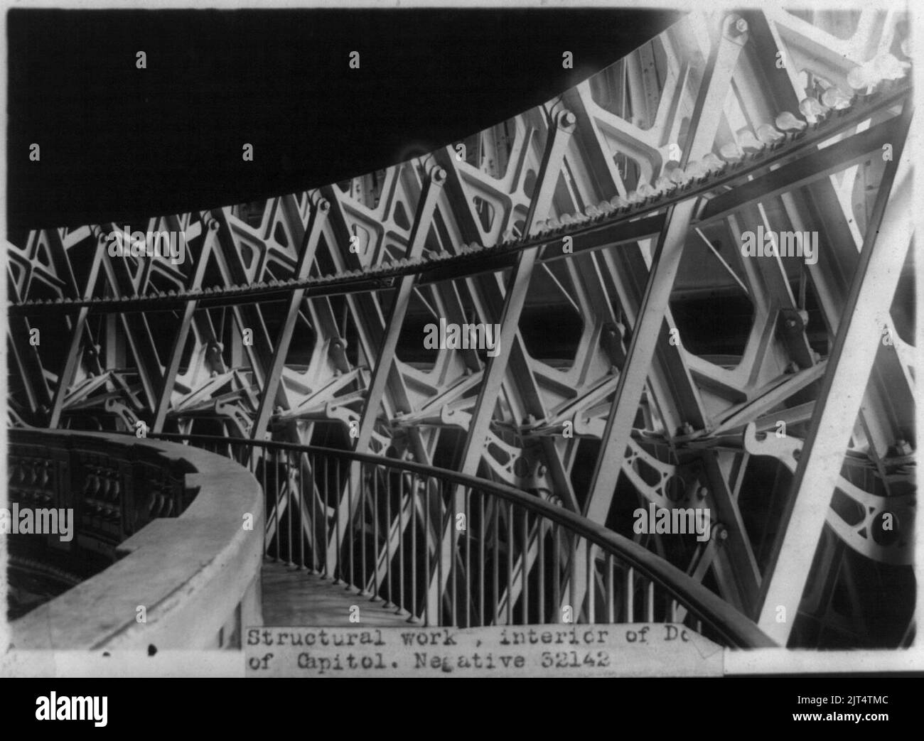 Interni del Campidoglio degli Stati Uniti - particolare di lavori strutturali dell'interno della cupola Foto Stock