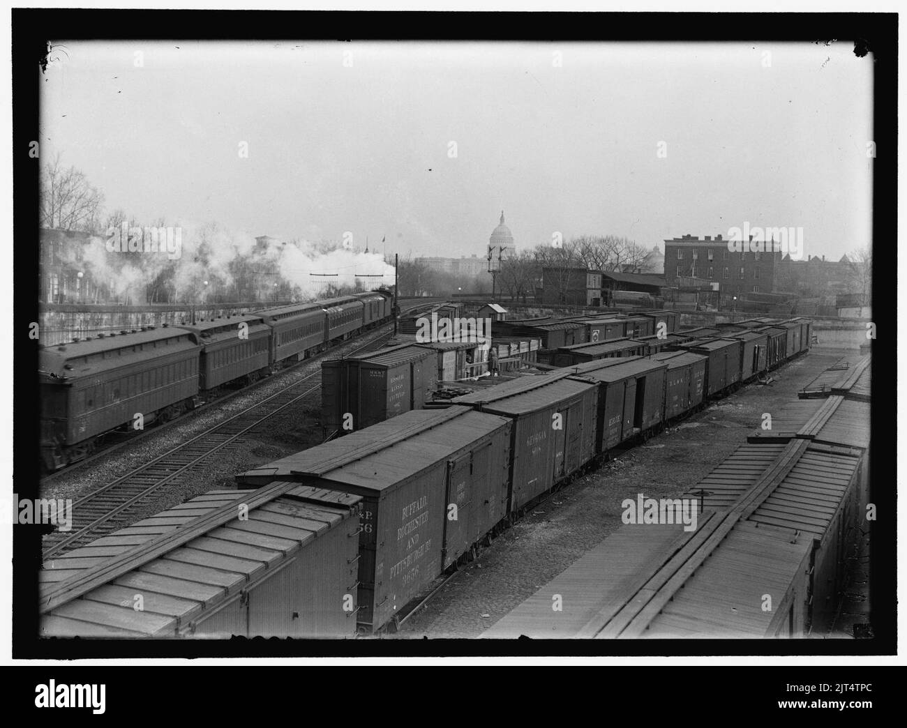 Stati Uniti CAPITOL. DOME dalla Ferrovia i cantieri nella sezione sud-est Foto Stock
