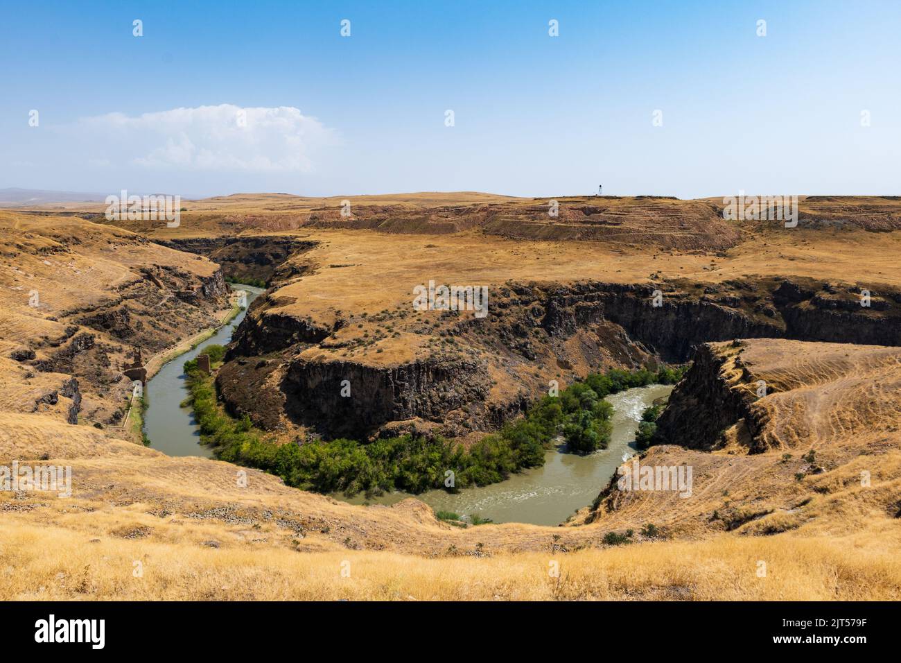 ANI antica rovina vista paesaggio vicino Kars, Turchia orientale, chiuso al confine armeno Foto Stock