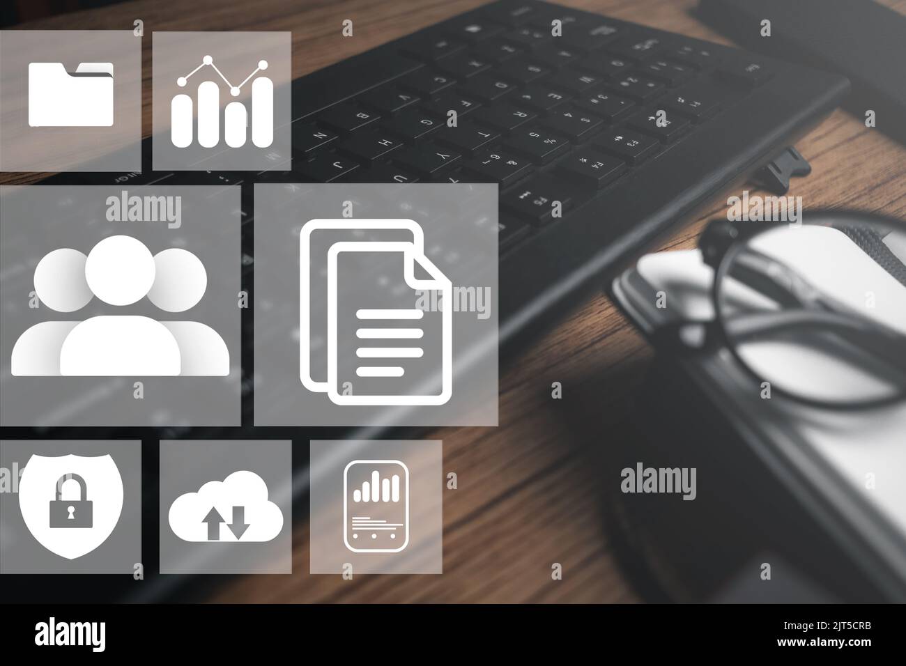 Database di documentazione online e sistema di gestione dei documenti con spazio di copia. Concetto di sistema di gestione dei documenti. Tecnologia di database. Foto Stock