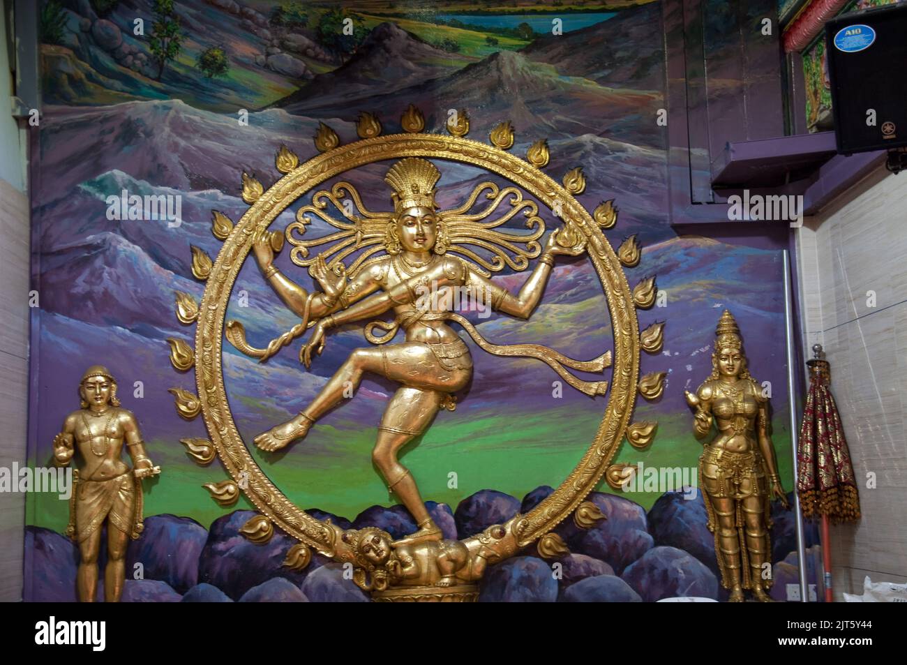 Immagine di Dio indù, Shiva, Tempio di Sri Veeramakaliamman, Little India, Singapore Foto Stock