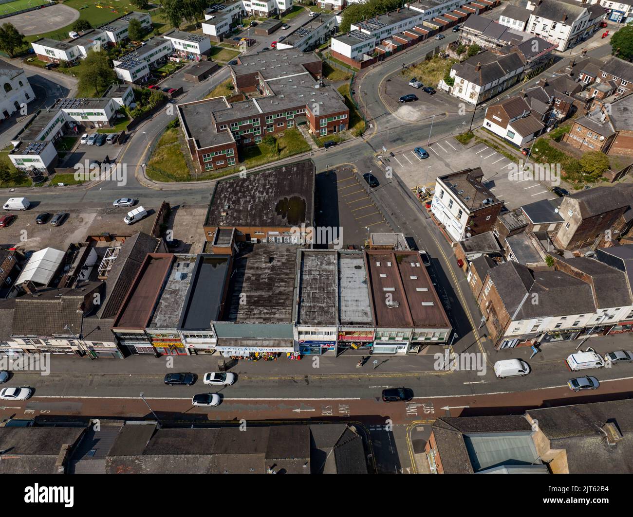 Immagini aeree di Stoke on Trent North MP Shop Jonathon Jonathan Gullis a Tunstall e la zona circostante, drone dall'aria uccelli vista guardare notizie Foto Stock