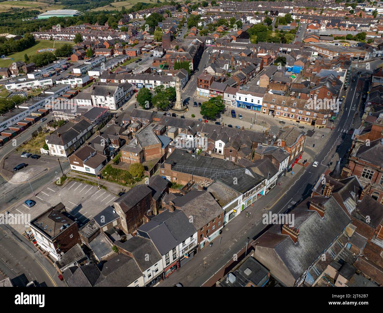 Immagini aeree di Stoke on Trent North MP Shop Jonathon Jonathan Gullis a Tunstall e la zona circostante, drone dall'aria uccelli vista guardare notizie Foto Stock