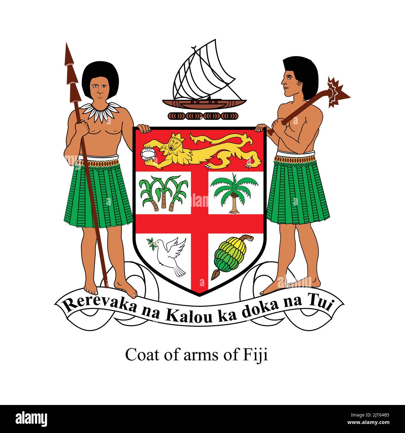 Stemma Figi uomo - bandiera Figi simbolo nazionale - stemma del vettore Figi logo - stemma dello scudo - simbolo nazionale della terra delle Figi - uomo delle Figi Illustrazione Vettoriale