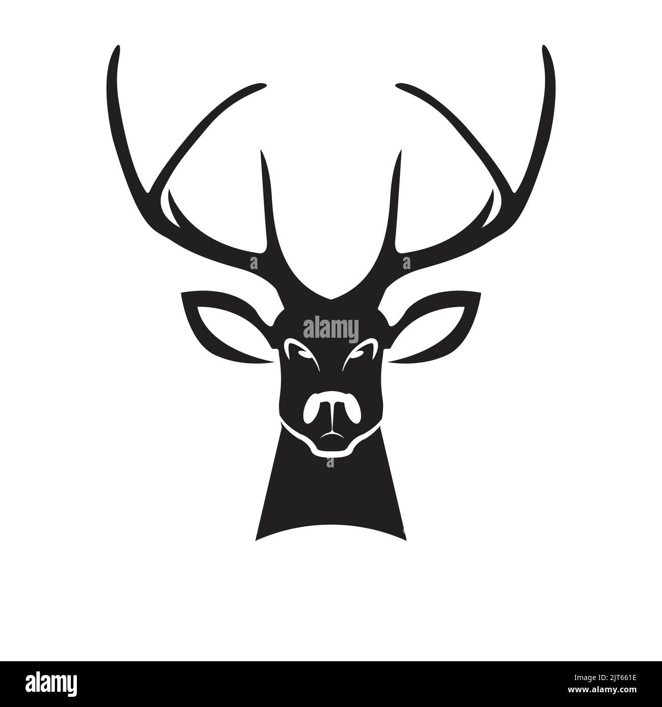Logo vettoriale del cervo - simbolo vettoriale del cervo da safari con corna Illustrazione Vettoriale