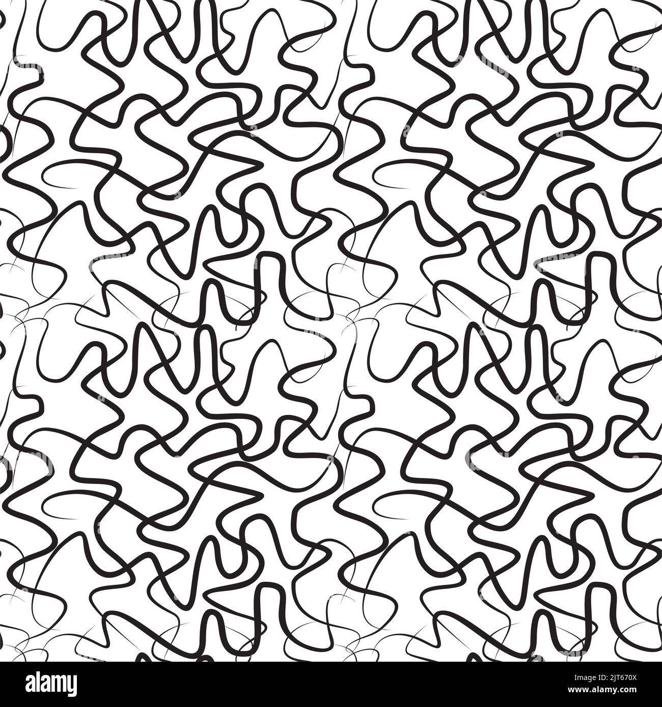 Avvolgimento dei fili senza cuciture. Linee intrecciate nere e incrociate su sfondo bianco. Corde aggrovigliate di differente spessore di tessitura di avvolgimento. Vettore Illustrazione Vettoriale