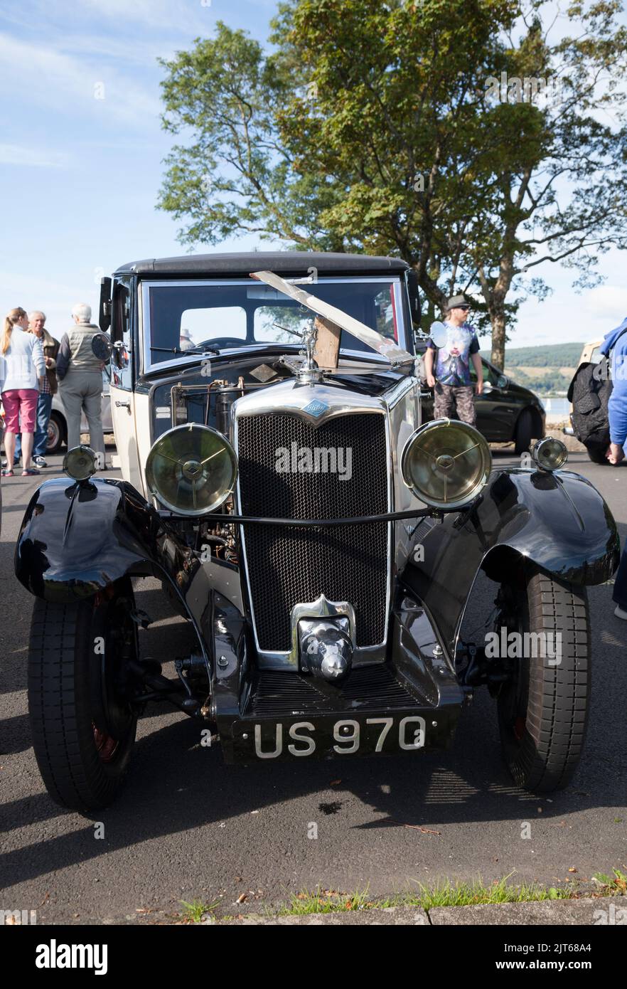 1933 Riley Alpine appartenente a Bill Gilchrist di Helensburgh. Oringally acquistato nel 1968 e restaurato, è stato ora tornato sulla strada per gli ultimi 14 Foto Stock