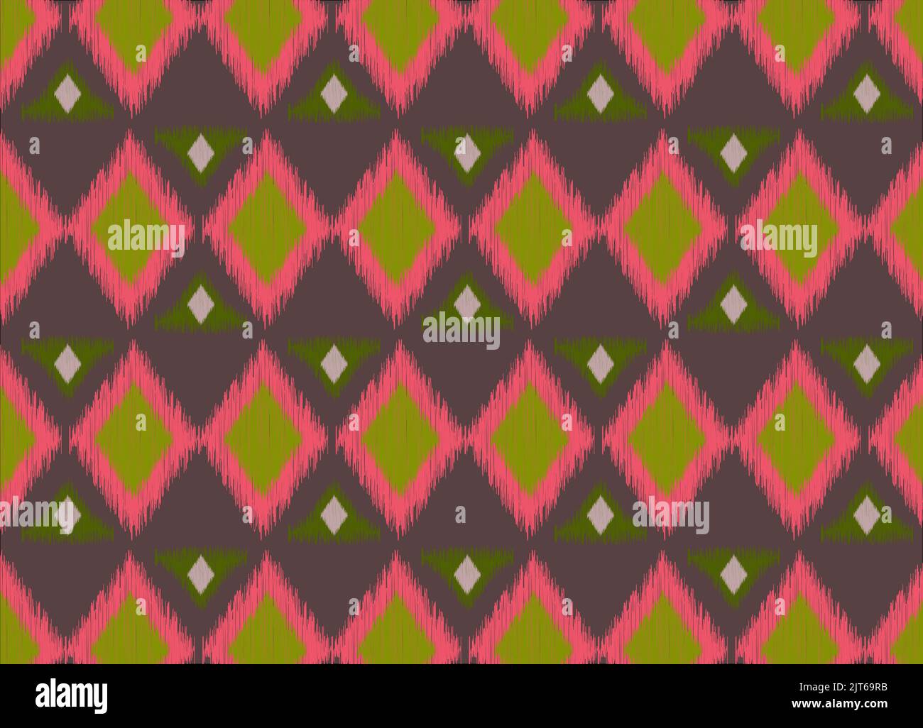 Geometrico etnico senza giunture Ikat Pattern. Sfondo geometrico etnico per design tessile, carta da parati, texture superficiali, riempimenti di motivi, carta da imballaggio. Illustrazione Vettoriale