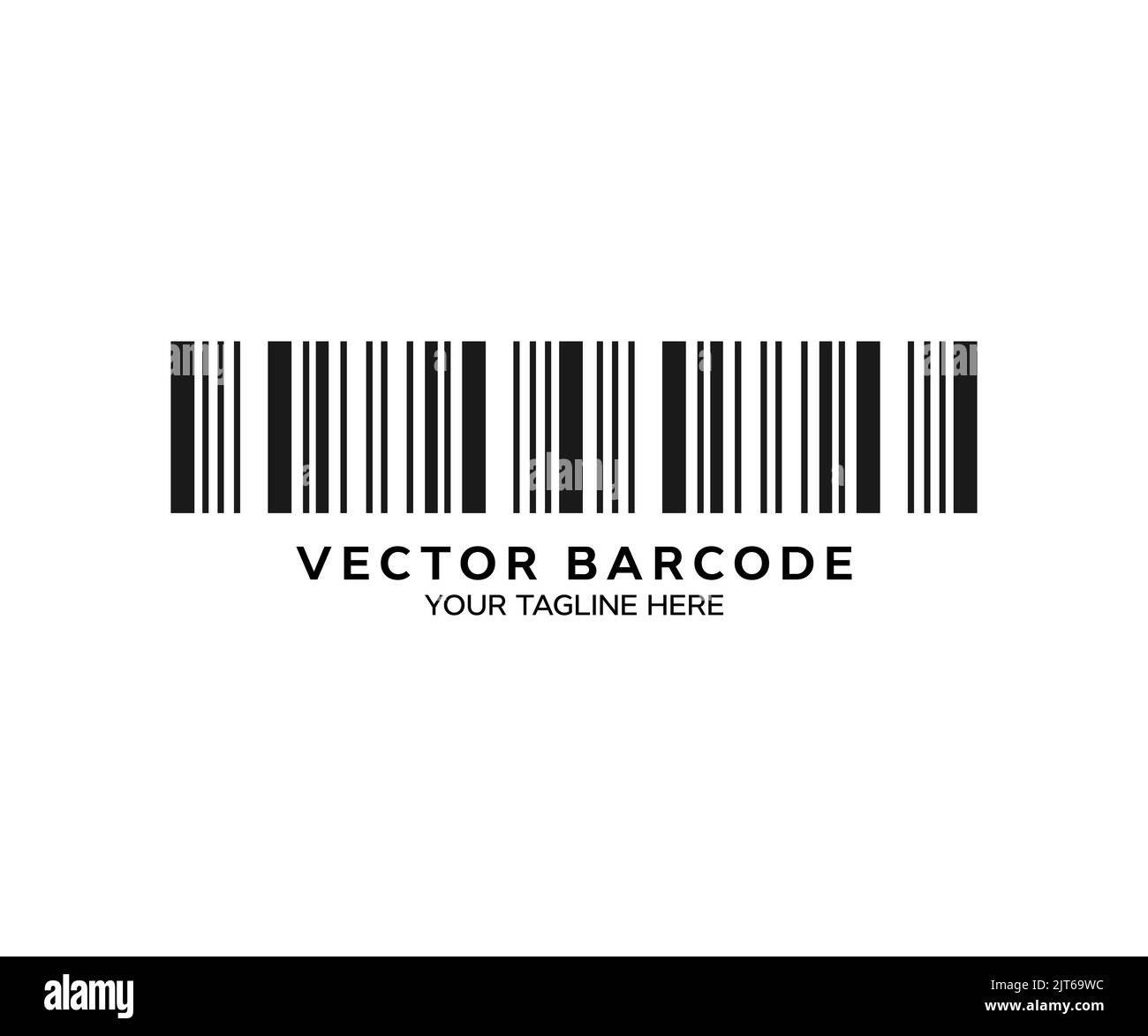 Simbolo del codice a barre. Design del logo del modello di icona del codice a barre. Badge per l'inventario dei prodotti, adesivo a strisce per codici e barre di imballaggio. Supermercato scansione del codice a barre segno. Illustrazione Vettoriale