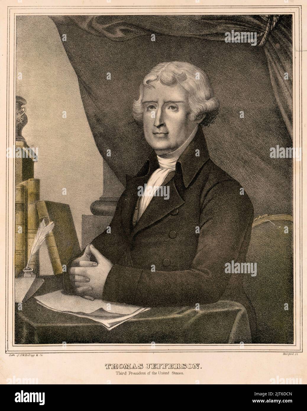 Incisione di Thomas Jefferson, terzo presidente degli Stati Uniti Foto Stock