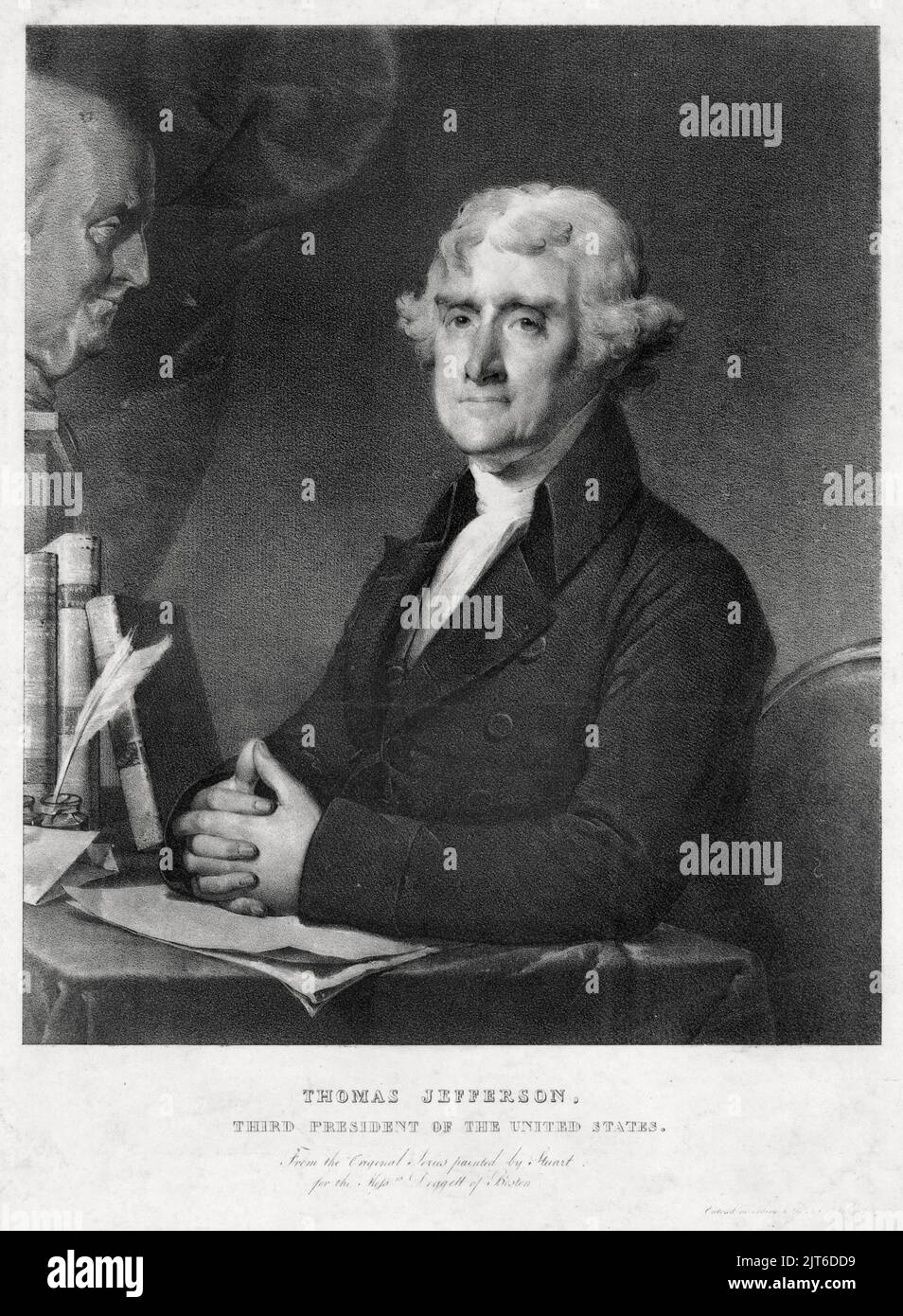 Incisione di Thomas Jefferson, terzo presidente degli Stati Uniti Foto Stock
