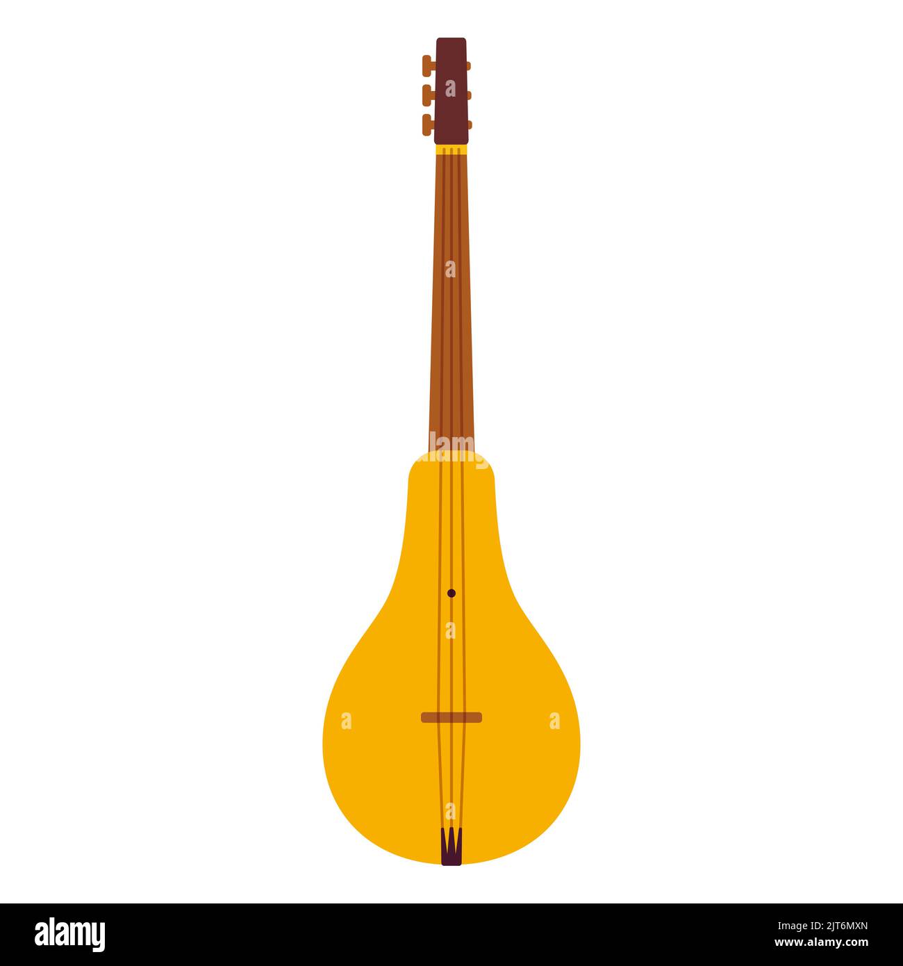 Komuz, strumento musicale tradizionale kirghiso. Illustrazione di clip vettoriali cartoni animati piatti. Illustrazione Vettoriale