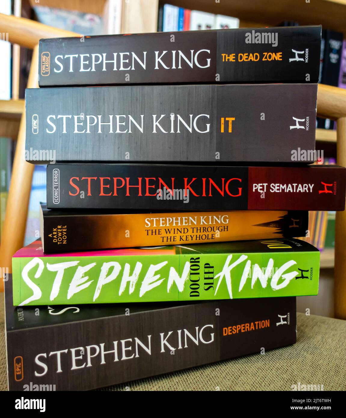 I libri di Stephen King in una pila Foto Stock