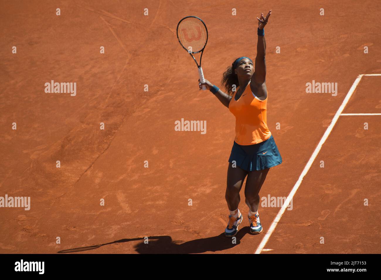 Serena Williams gioca a tennis al Mutua Madrid Open Foto Stock