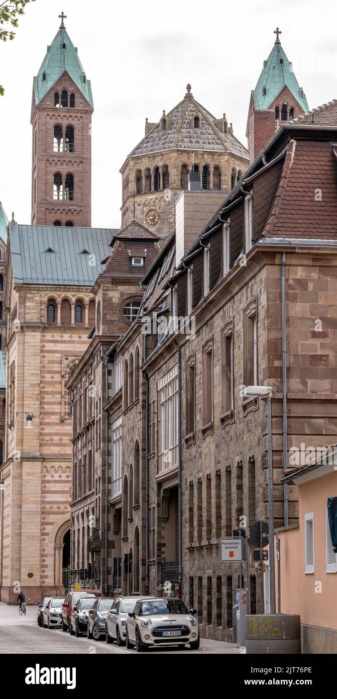 Speyer Stadthaus e West End della Cattedrale di Speyer Foto Stock