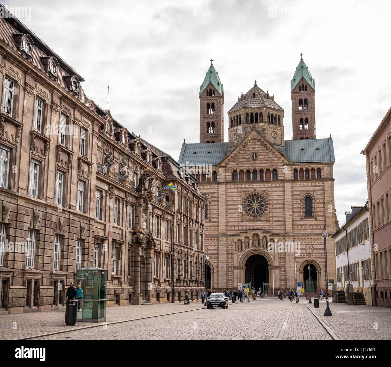 Speyer Stadthaus e West End della Cattedrale di Speyer Foto Stock